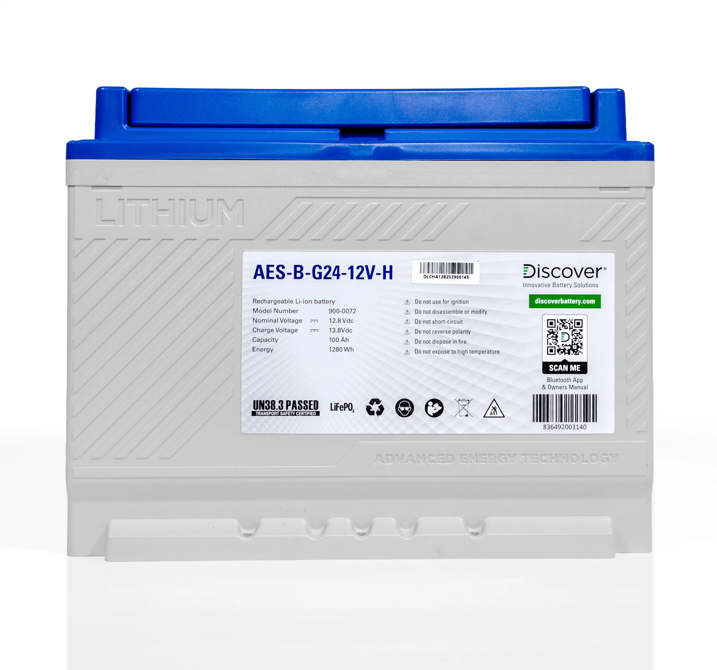 Discover 12V Lithium Blue 100Ah Battery with Heat