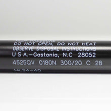 Stabilus Strut - ML 34-40 (4525QV) Replacement for side swing door.  Extended Length: 20.00"  Compressed: 12.00”  Dimensions: 8mm (rod) x 18mm (tube)  Newton: 0180N  Force: 40 lbs  End Fitting: Accommodates a 10mm ball socket